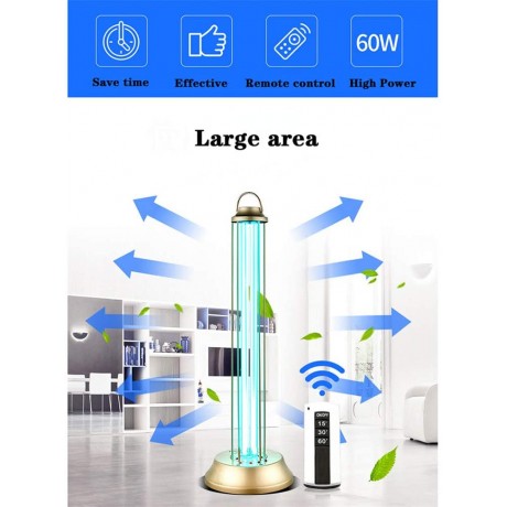 60W Ultraviolet Disinfection Lamp Portable Household Intelligent Disinfection Lamp Clinic Hotel Germicidal Lamp Ozone Germicidal UV Sterilization